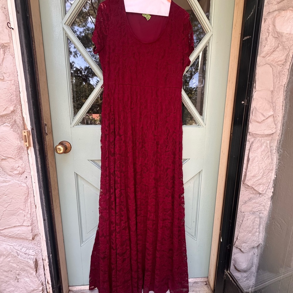 Pinkblush Burgundy Lace Maxi Dress